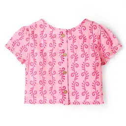 Babyhug Woven Half Sleeves Choli Lehenga Set And Dupatta With Floral Print & Lace Detailing - Pink image 3