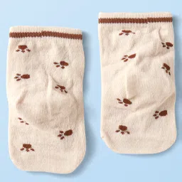 Cute Walk By Babyhug Anti-Bacterial Ankle Length Pack of 3 With Bear Print - Tan & Brown image 3
