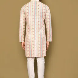 Arihant Rai Sinha Men Floral Embroidered Regular Pure Cotton Kurta with Churidar image 5