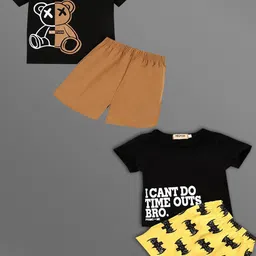 HELPOM Kids Pack Of 2 Printed Short Sleeves T-shirt With Shorts image 4