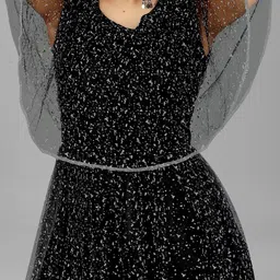 A TO Z CART Women Embellished Flared Sleeve Fit & Flare Dress image 2