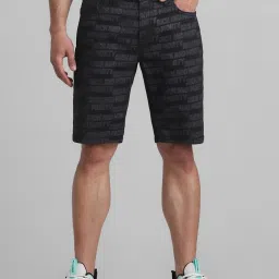 Jack & Jones Jet Black Cotton Regular Fit Checks Shorts image 1