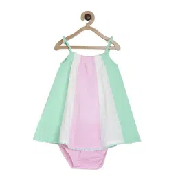 MINIKLUB Girls Multicolor Striped Dress with Bloomers-image-42