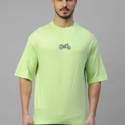 Royal Enfield 8-Bit Scram Light Green Regular Fit Printed Oversized Crew T-Shirt image 1