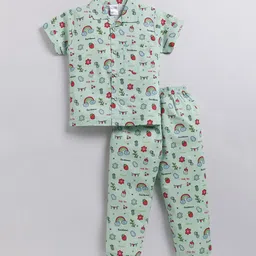NAUTI KIDZ Boys Printed Lapel Collar Pure Cotton Night Suit-image-56