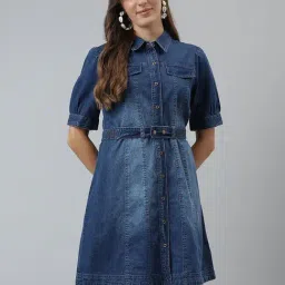 Latin Quarters Blue Shirt Dress-image-33