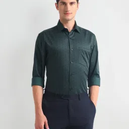 Arrow Green Cotton Regular Fit Printed Shirt image 1