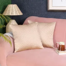 MFD HOME Furnishing Beige Satin Cushion Cover - Set of 2 image 1