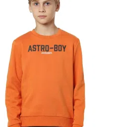 Jack & Jones Junior Burnt Orange Cotton Printed Full Sleeves Sweatshirt image 1