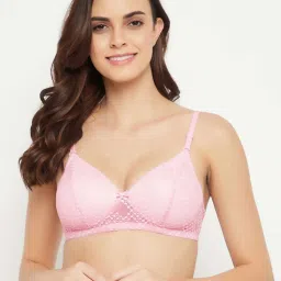 Clovia Pink Lace Work T-Shirt Bra image 1
