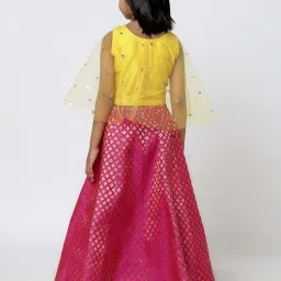 studiorasa Kids Yellow & Pink Sequence Lehenga Cholis image 2