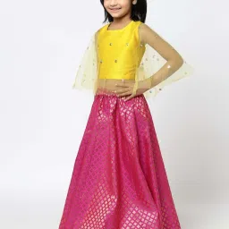 studiorasa Kids Yellow & Pink Sequence Lehenga Cholis image 3