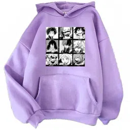 Zuafany Purple Fleece Graphic Full Sleeves Hooded Sweatshirt-image-6