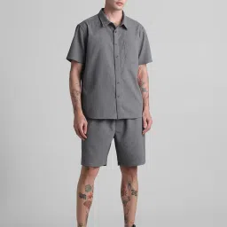 Jack & Jones Dark Grey Boxy Fit Textured Shirt image 1