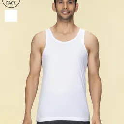 XYXX Polar White & Polar White Cotton Regular Fit Vests - Pack Of 2 image 1
