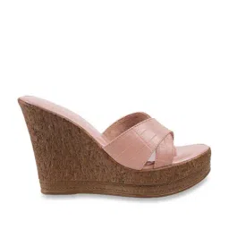 Catwalk Women's Pink Cross Strap Wedges-image-66