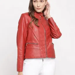 Latin Quarters Red Faux Leather Biker Jacket-image-35