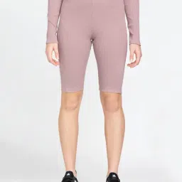 adidas Dusty Pink Cotton W SL RIB Cycling Shorts-image-1