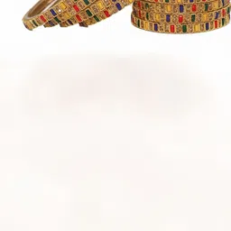 AMSHA Set Of 2 Multi Glass Artificial Stones & Beads Bangle image 3