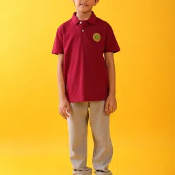 Anthrilo Boys Maroon & Grey Cotton Regular Fit Joggers Set image 1