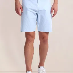 U.S. Polo Assn. Blue Cotton Slim Fit Logo Printed Shorts image 1