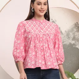 Yufta Pink Pure Cotton Floral Top image 1
