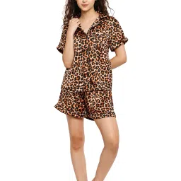 Aditi Wasan Brown Printed Shirt With Shorts image 1