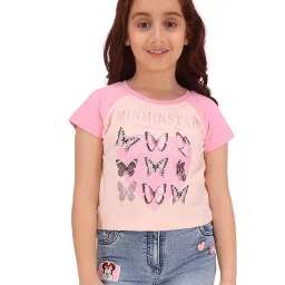 Cutecumber Girls Pink Embellished T-Shirt image 1