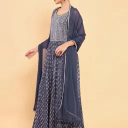 Soch Navy Printed Jumpsuit With Dupatta image 3