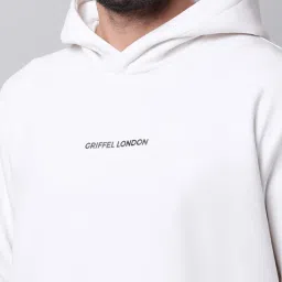 GRIFFEL White Full Sleeves Hooded Sweatshirt image 4