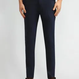 Arrow Blue Slim Fit Texture Trousers image 1