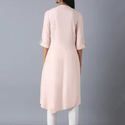 W Pink Embroidered High Low Kurta image 2