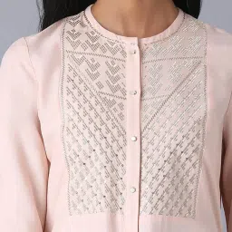 W Pink Embroidered High Low Kurta image 5