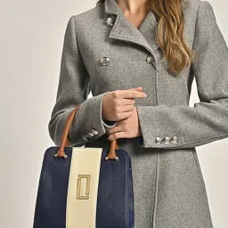 LAVIE LUXE Navy Blue Color Block Small Satchel Handbag image 1