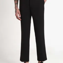 showoffff Showoff Black Straight Fit Formal Trousers image 1