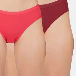 Bleeding Heart Coral & Maroon Plain Panties - Pack Of 2 image 1