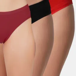 Bleeding Heart Red & Black Plain Panties - Pack Of 3 image 1