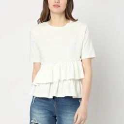 Vero Moda White Cotton Regular Fit Top image 1