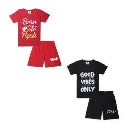 Vimal Jonney Kids Red & Black Printed T-Shirt Set-picture-12