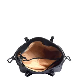 Lino Perros Black Textured Medium Shoulder Handbag image 4