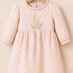 EARTHY TWEENS Girls Polka Dot Print Fit & Flare Cotton Dress-picture-22