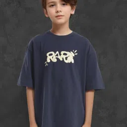 Rare Ones Boys Navy Cotton Graphic T-Shirt image 1