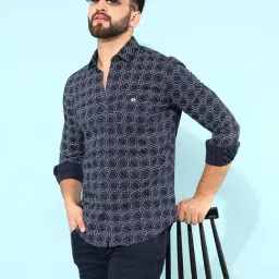 Crimsoune Club Black Cotton Slim Fit Printed Shirt-picture-20