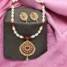 Sri Jagdamba Pearls Rinay Pearl Necklace Set-picture-26