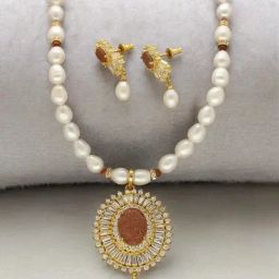 Sri Jagdamba Pearls Opal Pearl Necklace Set-picture-21