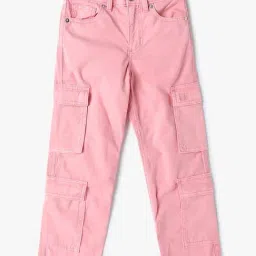 GAP Girls Pink Cotton Solid Cargo Pants-image-33
