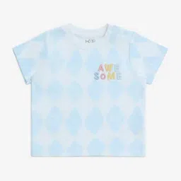 HOP Baby by Westside Light Blue Printed Cotton T-Shirt-image-38