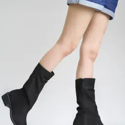 Hvnly by Shoetopia Women's Black Casual Boots-image-23