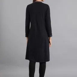 W Navy Embroidered A Line Kurta image 2