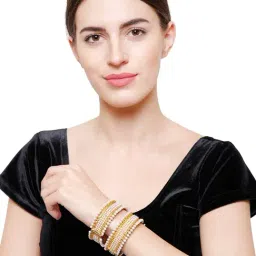YouBella Gold Plated & Pearl Stylish Traditional Bangle Set image 2